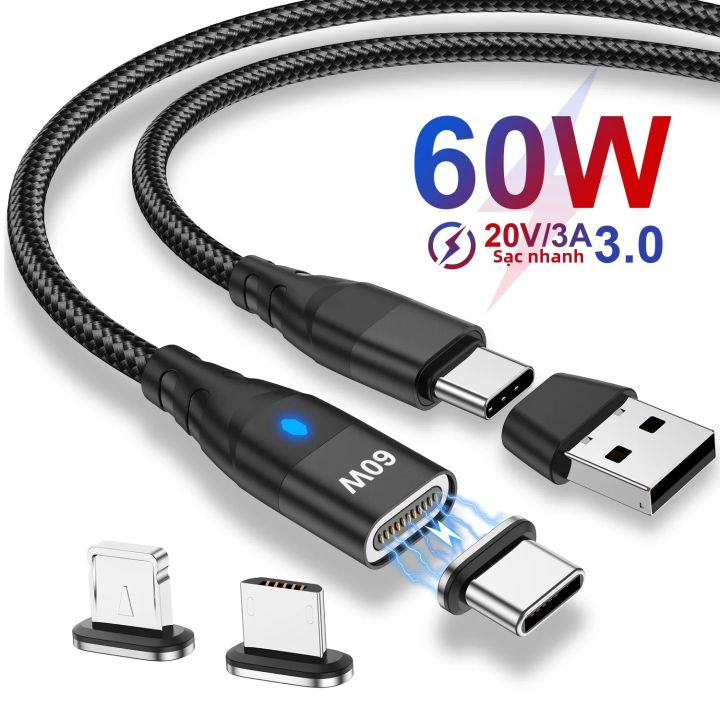 Cáp Sạc Nhanh 60W USB C Sang Type C/Micro USB/Lightning Cổng Kết Nối ...