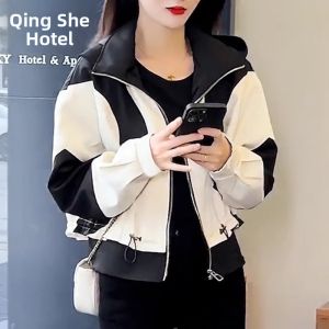 French Design Petite Hooded Short Trench Coat