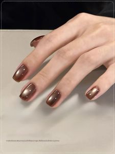 ยาทาเล็บเจลสีน้ำตาลกาแฟ TC 1 ชิ้น สำหรับตกแต่งเล็บวันหยุด ดีไซน์เล็บ DIY สีคาราเมลขาวอมน้ำตาล เมลลาร์ด พร้อมลูกปัดแก้วสำหรับตกแต่งเล็บ