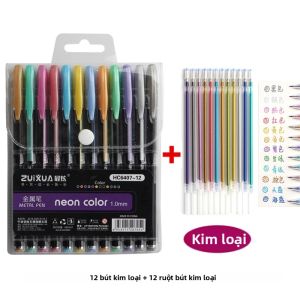 Bộ Bút Gel Kim Tuyến 12-60 Chiếc Kèm 100 Ruột Bút Bút Đánh Dấu Nhiều Màu Sắc Dùng Cho Tô Màu Vẽ Tranh Các Dự Án Nghệ Thuật Ngòi 1.0mm
