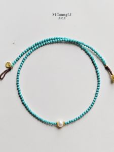 Natural Turquoise Necklace Gold Plated Silver Spacer Chinese Style Pearl Lockbone Chain Womens Fashion Jewelry Accessory