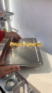Piring makan stainless sekat 5 + tutup stainless TEBAL - lunch box sekat 5 - food tray stainless - mestray sekat 5 stainless steel -SC