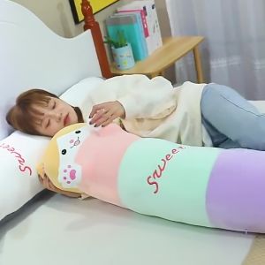 70cm Laughing Rainbow Cat Plushies Plush Stuffed Toys Long Bolster Gift Present Hug Kid Children Girl 长条彩虹公仔猫咪布娃娃扎抱枕