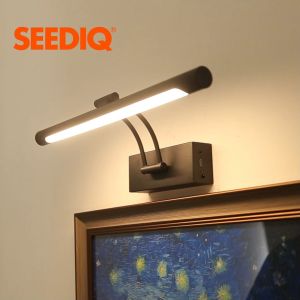 SEEDIQ 5V Type-C Rechargeable Wall Light Remote Control Dimming Wall Sconce Lamp Black Picture Display Light