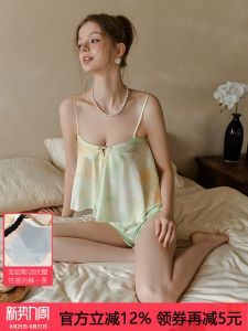 อาคารด้านบนสไตล์ฝรั่งเศสสาวฤดูร้อนชุดนอนผ้าไหมน้ําแข็งบางปิดไหล่คอยาวแขนยาว Homewear ชุดเซ็กซี่ดอกไม้รูปแบบสําหรับหญิง