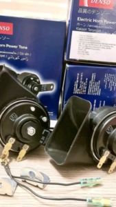 Còi dĩa Denso 12v chính hãng_Còi dĩa - kèn đĩa Denso 2 jack chính hãng(tặng kèm 2 jack cắm và pát) gắn cho các loại xe(.giá 1 cặp).