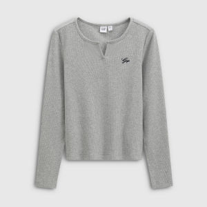 Gap | Embroidered V-Neck Long Sleeve T-Shirt