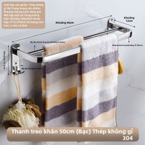 Giá Treo Khăn Tắm Tiết Kiệm Không Gian Gắn Tường có móc Inox 304 Gấp được