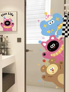 Miếng Dán Kính Phòng Tắm Phòng Bếp Cửa Tr�ch Không Cần Keo Miếng Dán Kính Chống Va Chạm Hình Hoạt Hình PVC Trang Trí Không Cần Keo