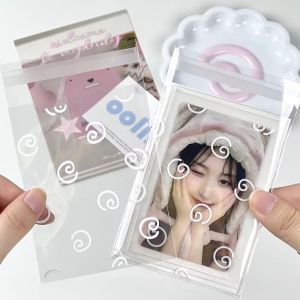 50Pcs/Pack High Quality Transparent Cute Bow Self-adhesive Card Sleeves INS Idol Postcard Protective