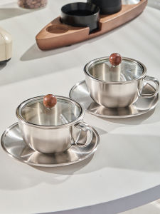 High-End Stainless Steel Coffee Cup Elegant Afternoon Tea Set Home Use Vintage Water Cup American Style Latte Cup