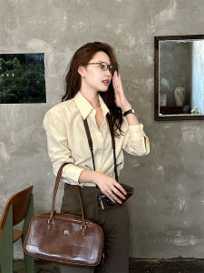 YUFUQING | Fashionable Korean Style Loose Long Sleeve Womens Shirt Yellow Early Autumn New Arrival Versatile Small Size Top Commute Wear