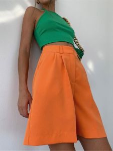 Quần Ống Rộng Cạp Cao Quần Dài Năm Phần Thường Ngày Cho Nữ Mùa Hè 2023 Quần Ống Rộng Thường Ngày Bằng Polyester