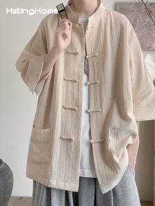 HetingHOME | Hetinghome Loose Fit Short Sleeve Mens Shirt Couples Half Sleeve Shirt Casual Cotton Youth Fashion Artistic Style Pure Color