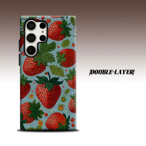 BILIBILI | Strawberry Print For Samsung Galaxy S26 S25 S24 A56 A36 Dual Layer Luxury Fashion Full Lens Protective Case