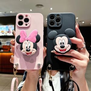 สำหรับ iPhone 16 15 14 13 12 Mini 11 Pro Max 6 6S 7 8 Plus X XS Max XR SE 2020สายพาดลำตัวที่ตั้งการ์ตูนเคสมือจับสำหรับโทรศัพท์มือถือ