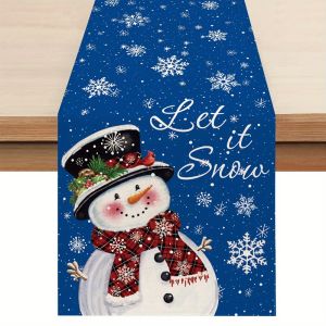 VIKAMA Christmas Table Runner Snowy Seasonal Decor Perfect for Kitchen Dining Tables Christmas Party Home Decor