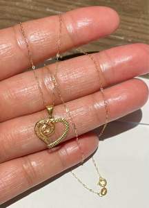 PAWNABLE 18K Saudi Gold Fine Tauco Chain(thin) with   Moana Heart Pendant(Open back)✨