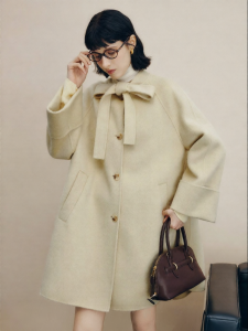FAMANXUAN | French Bow Tie Double-Faced Wool Coat