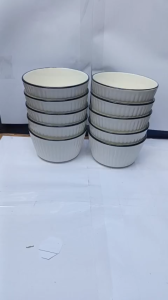 Combo 10 chén 5 chén 2 chén sứ 11.5cm vuông sọc viền trắng