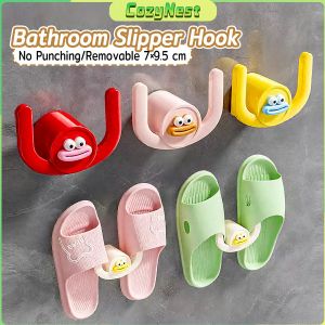 C.N. 1PC Bathroom Slipper Hook  Wall-Mounted Paste Shoe Storage Rack No Punching Hanging Coat Hangers