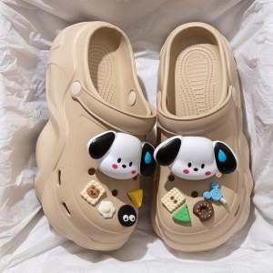 2025 New EVA Anti-Slip Hole Hole Shoes Womens Summer Outdoor Wear Beach Thick Bottom Heightening Sandals Ladies Open-Toe Slippers