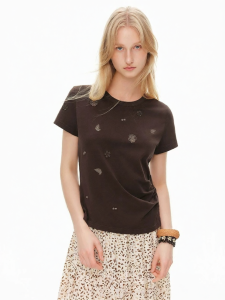 DUSHU | Customizable Embroidered Fitted Summer T-shirt Womens Top