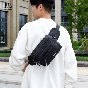 LouisWill กระเป๋าคาดเอวผู้ชายกระเป๋าสะพายไหล่พาดลำตัวแฟชั่นกระเป๋าคาดหน้าอกกระเป๋ากระเป๋ากันน้ำอ็อกซ์ฟอร์ดความจุขนาดใหญ่หลายชั้นกระเป๋าถนน Tas Rekreasi กระเป๋าลำลองน้ำหนักเบากระเป๋าหิ้วกระเป๋ากีฬาสะพายไหล่เดินทาง