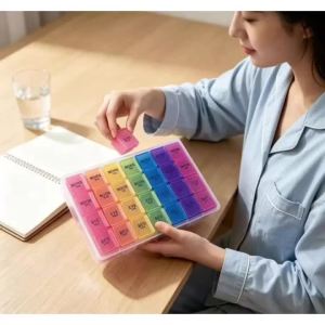 7 Days A Week 28 Compartment Pill Box Pp Plastic Storage Edible Vitamins Convenient Color Pill Box
