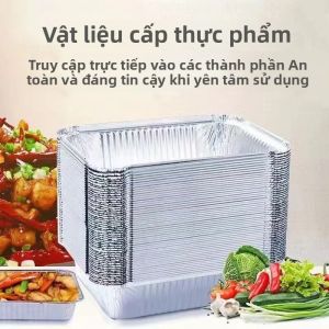 50/100 Chiếc Khay Nhôm Có Nắp Chống Dính Chảo Nướng Thực Phẩm Cấp BBQ Bát Cho Nồi Chiên Không Dầu Air Fryer Lò Nướng Nấu Ăn Dụng Cụ Nhà Bếp
