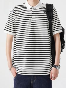 ROMON | Lomond Mens Short Sleeve T-Shirt Summer Thin Loose Casual Ice Silk Breathable Trendy Polo Shirt Upper Body Fashion Business Style