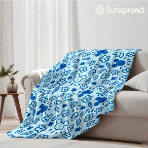 Beast Kingdom | Blue Doodle Soft Warm Flannel Blanket Lightweight Cozy Christmas Halloween Home Decor Room