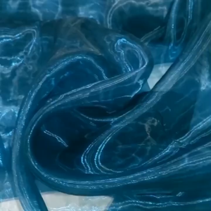 Kain Kaca Organdi Silk Mewah Elegan Premium warna EMERALD BLUE Lebar 150cm