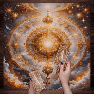 VIKAMA Astrology Tablecloth Golden Star Astrology Tarot Array Round Table Altar Esoteric Decoration Nebula Effect