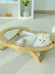 หลุมแมว ที่นอนสัตว์เลี้ยง ของเล่น 2in1 ที่นอนแมวทร งแคปซูลอ่างใส ที่นอนอวกาศ งานไม้แข็งแรง ถอดออกได้