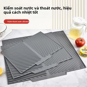 Tấm Lót Khô Bát Đĩa Bằng Silicon Tấm Lót Thoát Nước Chống Trượt Chịu Nhiệt Độ Cao Tiện Ích Nhà Bếp Thân Thiện Với Môi Trường Cho Quầy Bếp
