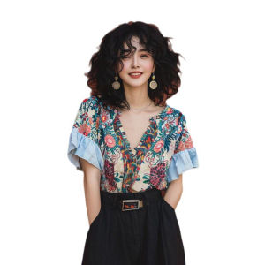 Travel Ethnic Style Beach Vacation Outfit Set Sun Protection Shirt And Beach Skirt Polyester Fiber Short Sleeve round Neck A-Line Dress