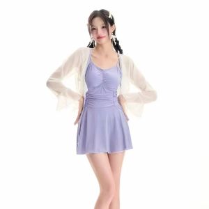 2025 New One-Piece Swimsuit for Women Conservative Belly Covering plus Size Beach Casual Surf Style with Chest Pad No Steel Ring