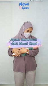 MOMI HOMI Nursing Apron Cotton Celemek Cover Kain Penutup Ibu Menyusui Bayi Motif Baby Apron