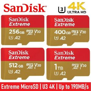 SanDisk Extreme 128GB 256GB 400GB 512GB 1TB 2TB สูงถึง190MB/S ไมโครเอสดีไมโครเอสดีกล้องแอคชั่น GoPro กล้องการ์ดความจำ