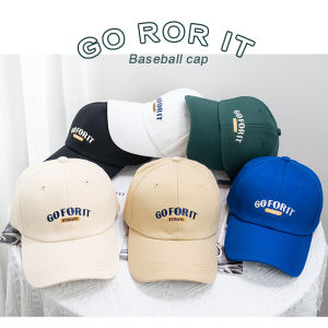 หมวกสไตล์เกาหลีหมวกเบสบอลด้านบนนิ่มสำหรับผู้หญิงหมวกโบราณผู้ชายหมวกแก๊ปปักลายตัวอักษรแฟชั่นแบบเรียบง่ายหมวกกันแดดกีฬากลางแจ้ง