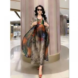 Noble Lady Silk Dress Two-piece Set Summer Clothing New Arrival Fashion Loose Western Style Slim Looking Plus Size Suit Skirt