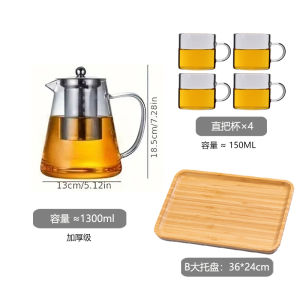 Thickened Transparent Heat Resistant Glass Tea Pot for Office Use Large Capacity Flower Tea Set Home And Office Supplies
