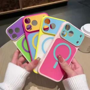 Candy Contrast Color For Magsafe Magnetic Wireless Charge Case For iPhone 18 17 Air 16 15 14 13 17 Pro Max Plus Shockproof Cover