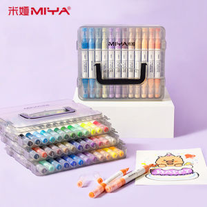 Miya Acrylic Paint Pens Dual Tip Markers with Brush Tip and Fine Tip 12/24/36/48 Colors Drawing DIY Crafts Making Art Supplies