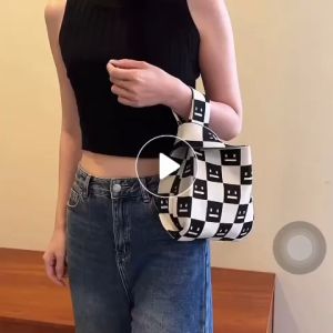 Tas Belanja Rajut Tas Tangan Wanita Lucu Style Korea Tote Bag Rajut Handmade Tas Anyaman