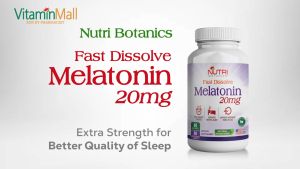 TWIN PACK 2 x 60s - Nutri Botanics Fast Dissolve Melatonin 20mg - Nighttime Sleep Aid Supplement for Deep Restful Sleep & Jet Lag