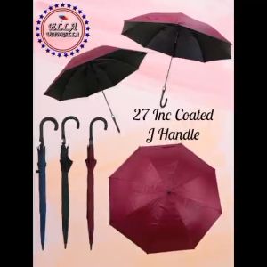 (ELLA SHOP) 27 inches j-handle coated plain umbrella sun/rain protect high quality