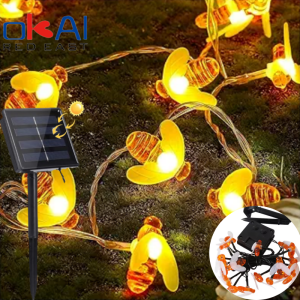 2025 Ramadan Decorations Solar Honey Bee Led String Fairy Light Bee Outdoor Garden Fence Patio Wedding Christmas Garland Lights