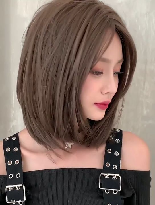 Medium short cheap straight hair